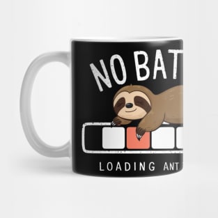 The image features a charming cartoon-style depiction. A brown sloth is the central character, positioned atop a loading bar Mug
